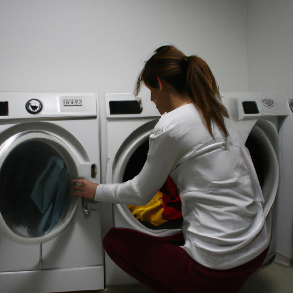 Person using laundry facilities