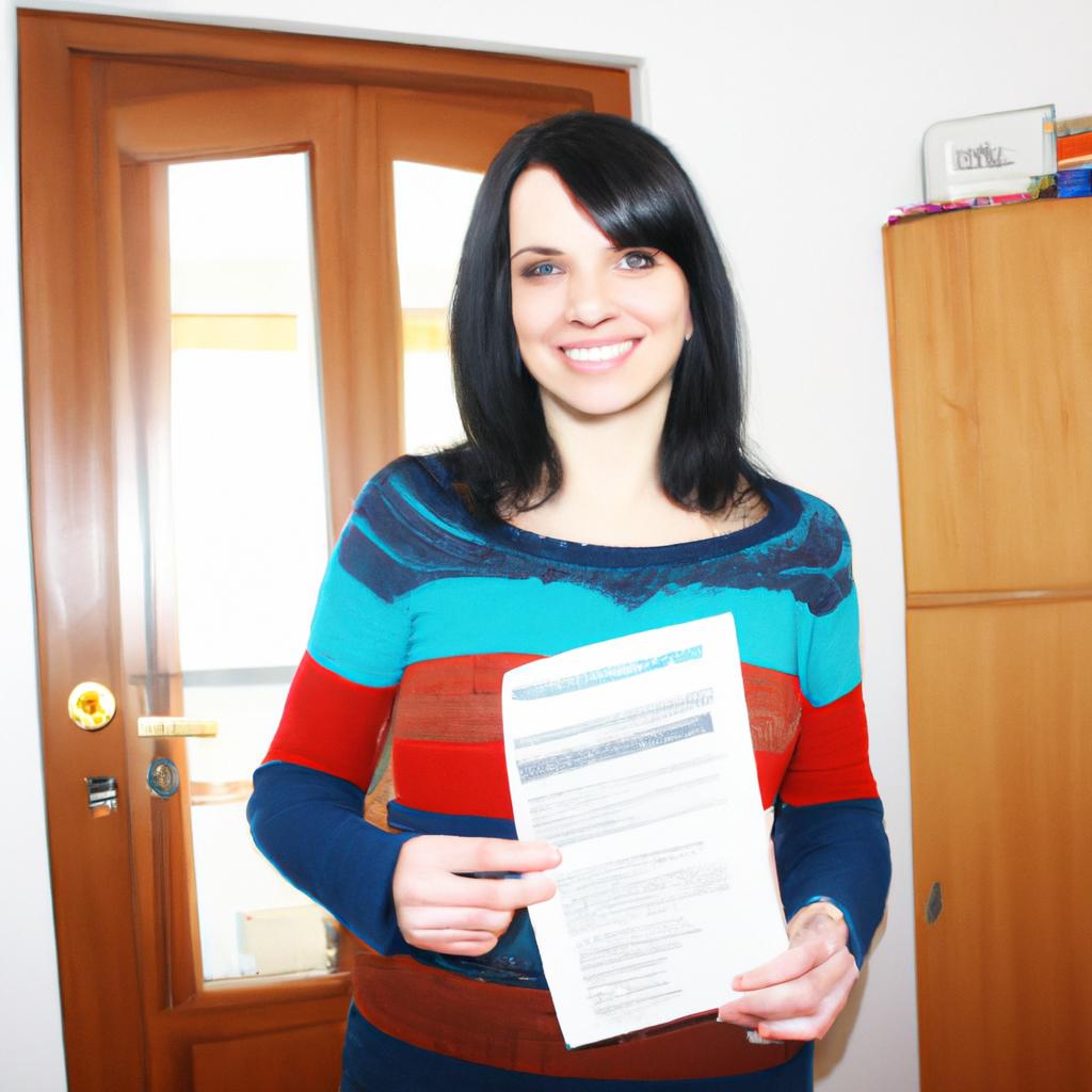 Person holding mortgage documents, smiling